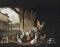 Pavos pollos patos y palomas en una granja Philip Reinagle